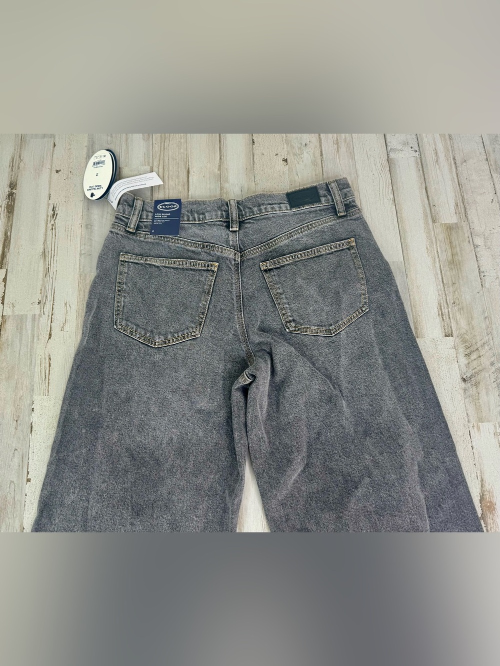 NWT Scoop Jeans Womens 2 (32x29) Gray Relaxed Wide Leg Slung High Rise - Picture 9 of 10